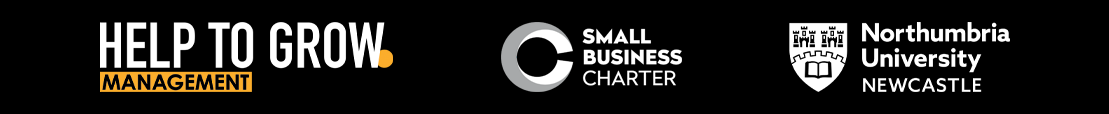 Logos of Help to Grow: Management, Small Business Charter and Northumbria University, Newcastle