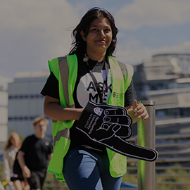 person with foam finger