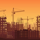 a sunset over a city