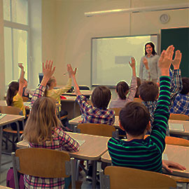 A class room of children