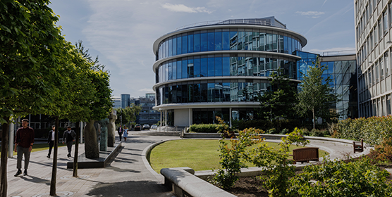 Wide-shot of the Computer and Information Sciences building at the Newcastle City Campus