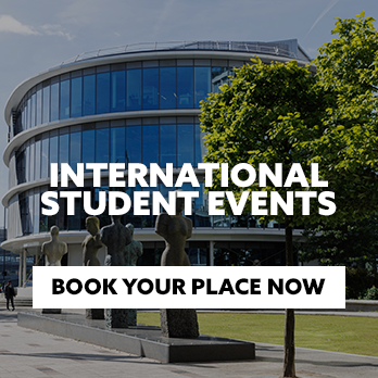 City Campus with text embedded reading: International Student Events with CTA: Book Your Place Now