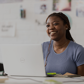 Student working from laptop
