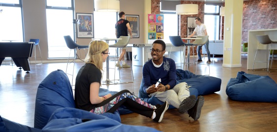 a woman sitting in a room