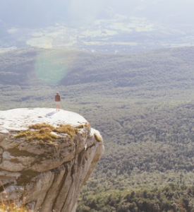 a large mountain in the background