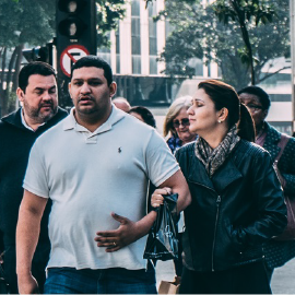 People walking in street
