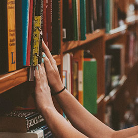 Photo of books on a shelf