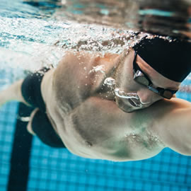 a person swimming in water