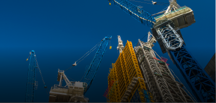 cranes and tall building