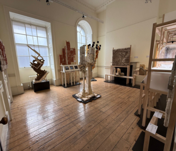 Caption: The 'Living Assembly: Building with Biology' exhibition at the London Design Biennale, Somerset House
