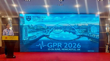 caption:Dr Craig Warren pictured in China during the bid to host the GPR 2026 conference at Northumbria University in Newcastle upon Tyne
