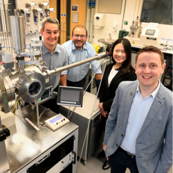 L-R:  Prof Guillaume Zoppi, Dr Vincent Barrioz, Dr Lu Xing and Prof Neil Beattie from the ReNU+ team at Northumbria University