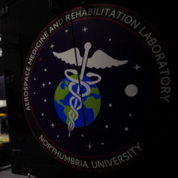 Images shows the logo of Northumbria University's Aerospace Medicine and Rehabilitation Laboratory