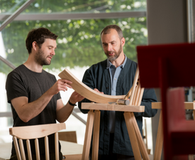 Philip Luscombe and Anthony Forsyth prepare for the exhibition at Aydon Castle near Corbridge.