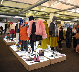 a group of people standing in a room