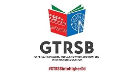 Image shows the logo of the Gypies, Travellers, Roma, Showmen and Boaters into Higher Education