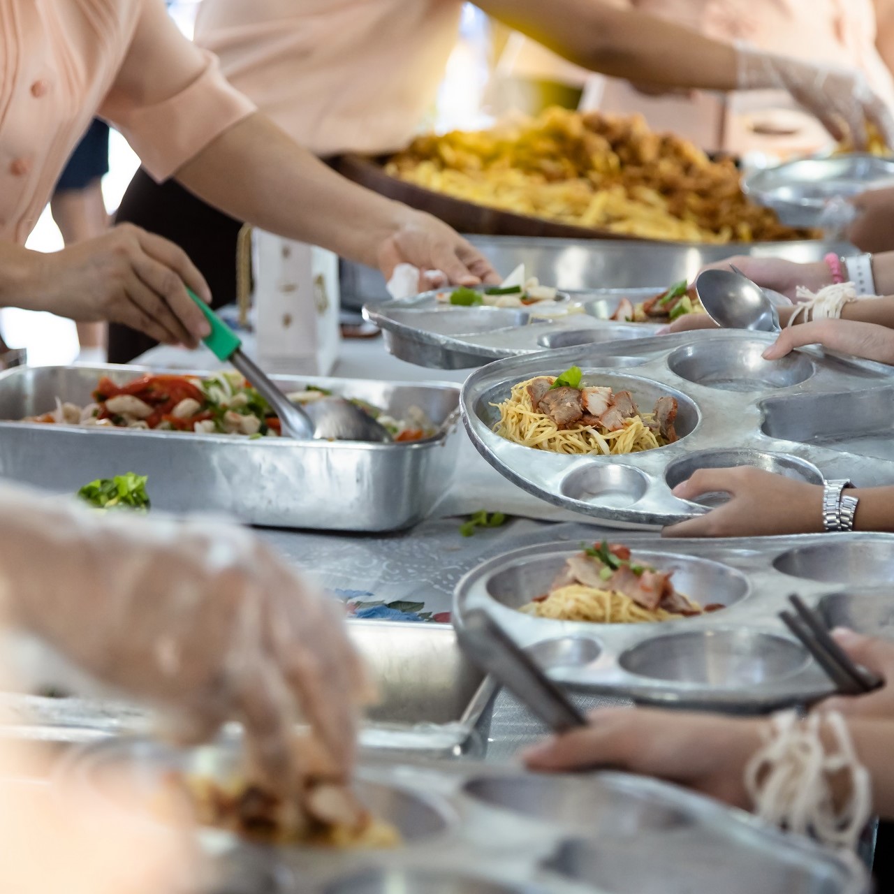 School children being served food