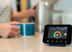 An image of a smart meter in a kitchen.