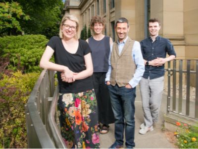 L-R Dr Claudine van Hensbergen, Ruth Sheldon and Adam Goldwater of Great North Museum: Hancock and Dr Gareth Roddy