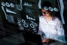 woman working on laptop