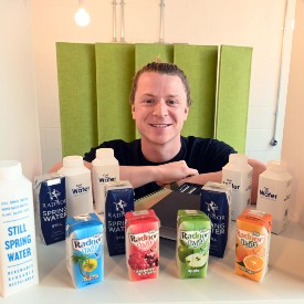 Callum Mather with drinks cartons from Everdurance
