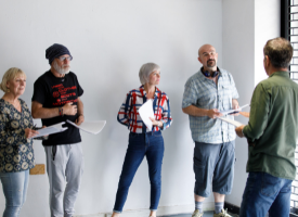 From You to Me rehearsals under way at Newcastle's Alphabetti Theatre.