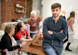 a group of people in a room