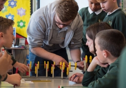 a group of people looking at each other