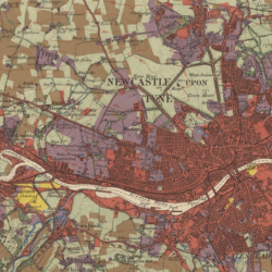 The land use of Newcastle-upon-Tyne and Gateshead as surveyed by the Land Use Survey of Britain between 1931 and 1935 (Copyright Giles Clark, CC-BY-NC-SA)