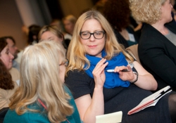 a group of people looking at each other