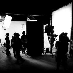 Black and white photoshoot room