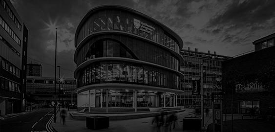 Exterior view of Northumbria University campus building - darker