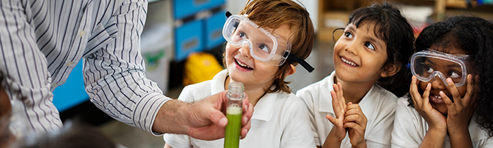 children in science class