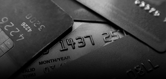 Black and white image of credit cards