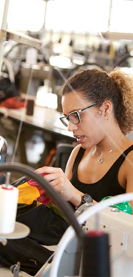 a woman sitting at a table