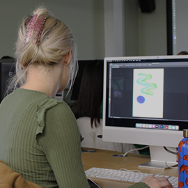 student working  on computer