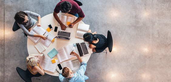 Group of students studying together