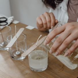 pouring wax into cup