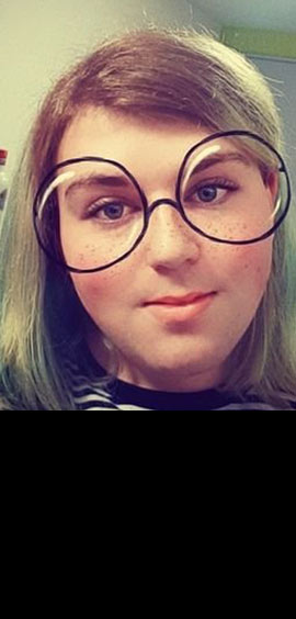 a woman wearing glasses