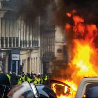 Image of fire burning in street