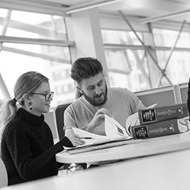 two students talking