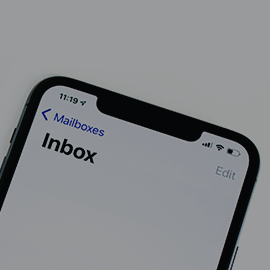Email: Your University Email Account page menu button - an inbox displayed on a mobile phone.