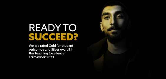 READY TO SUCCEED? MAN WITH GOLD LIGHT OVER FACE.