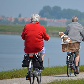 a man riding on the back of a bicycle