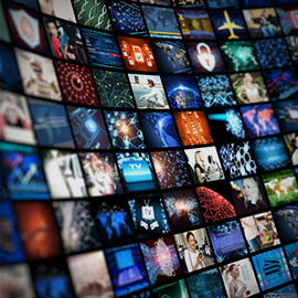 Image of lots of little screens with different images on them