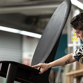 Student working on chair