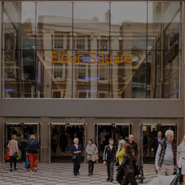 Image of the main entrance to the Eldon Square Shopping Mall in Newcastle City Centre