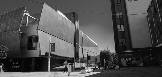 black and white photo of outside sports central
